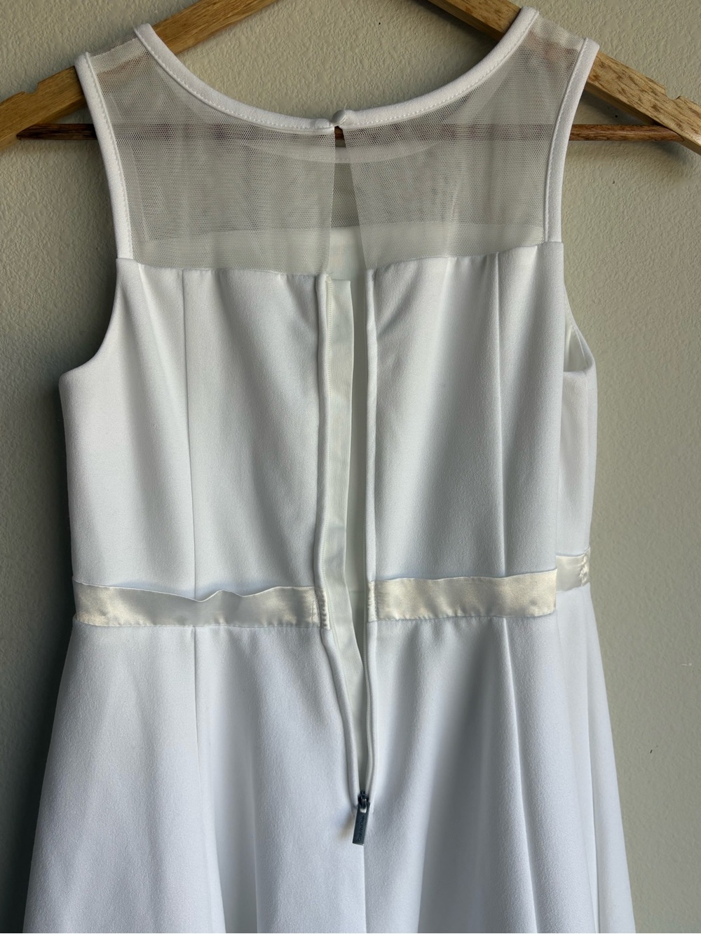 Calvin Klein White Sheer-Yoke Bow A-Line Dress - Picture 3 of 7